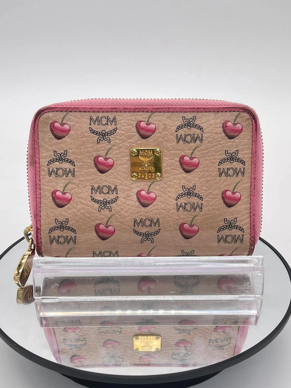 MCM Sweet Visetos Heart Cherry Limited Edition Monogram Leather Bifold Wallet